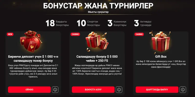 Pinco Casino бонусы